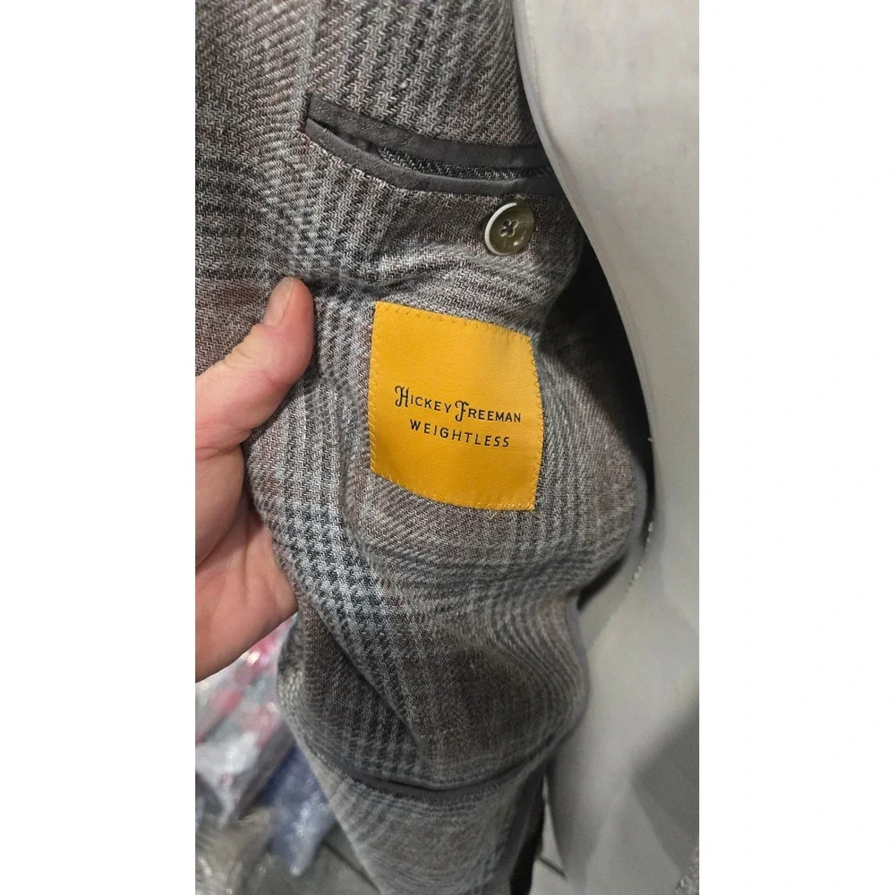 Hickey Freeman Weightless Linen Wool Sport‎ Coat – Glen Plaid – 38R